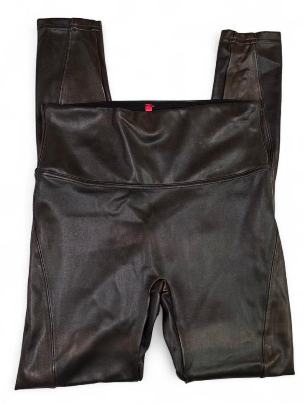 SPANX Distressed Faux Leather Leggings Brown Bronze Medium